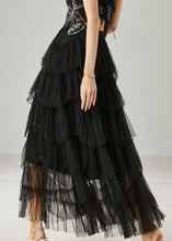 Load image into Gallery viewer, Black Layered Tulle A Line Skirt Exra Large Hem Summer