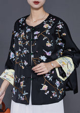 Load image into Gallery viewer, Black Oriental Silk Coat Oversized Embroidered Spring