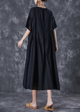 Load image into Gallery viewer, Black Oversized Cotton Dresses Asymmetrical Wrinkled Flare Sleeve