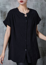 Load image into Gallery viewer, Black Oversized Cotton Tank Tops Button Down Summer