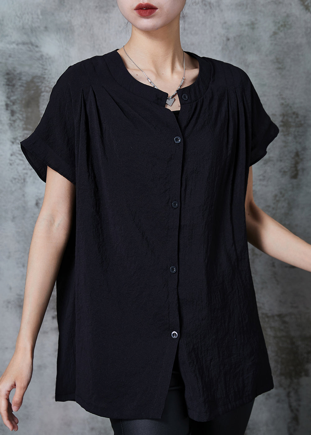 Black Oversized Cotton Tank Tops Button Down Summer