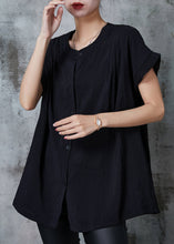 Load image into Gallery viewer, Black Oversized Cotton Tank Tops Button Down Summer