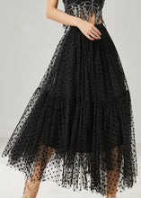 Load image into Gallery viewer, Black Patchwork Tulle Skirts Elastic Waist Dot Summer