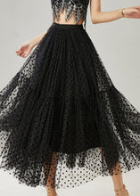 Load image into Gallery viewer, Black Patchwork Tulle Skirts Elastic Waist Dot Summer