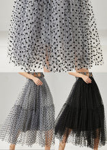 Load image into Gallery viewer, Black Patchwork Tulle Skirts Elastic Waist Dot Summer