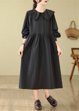 Load image into Gallery viewer, Black Peter Pan Collar Patchwork Maxi Dress Fall