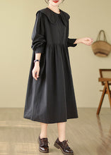 Load image into Gallery viewer, Black Peter Pan Collar Patchwork Maxi Dress Fall