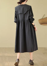 Load image into Gallery viewer, Black Peter Pan Collar Patchwork Maxi Dress Fall