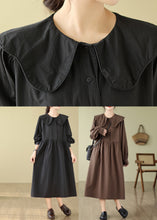 Load image into Gallery viewer, Black Peter Pan Collar Patchwork Maxi Dress Fall