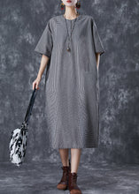 Load image into Gallery viewer, Black Plaid Linen Holiday Dress Oversized Summer