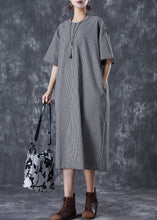 Load image into Gallery viewer, Black Plaid Linen Holiday Dress Oversized Summer