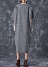 Load image into Gallery viewer, Black Plaid Linen Holiday Dress Oversized Summer