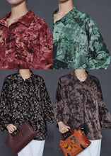 Load image into Gallery viewer, Black Print Chiffon Blouses Peter Pan Collar Summer