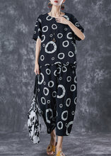 Load image into Gallery viewer, Black Print Cotton Tops And Pants Two Pieces Set Oversized Summer