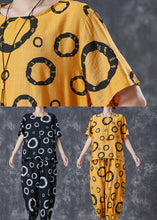 Load image into Gallery viewer, Black Print Cotton Tops And Pants Two Pieces Set Oversized Summer