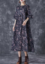 Load image into Gallery viewer, Black Print Patchwork Cotton Dresses Oversized Butterfly Sleeve