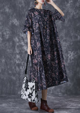 Load image into Gallery viewer, Black Print Patchwork Cotton Dresses Oversized Butterfly Sleeve