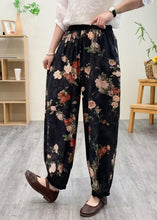 Load image into Gallery viewer, Black Print Silk Linen Lantern Pants Summer