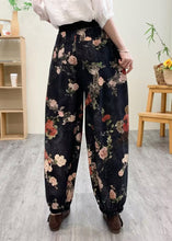 Load image into Gallery viewer, Black Print Silk Linen Lantern Pants Summer