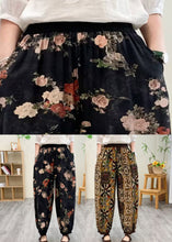 Load image into Gallery viewer, Black Print Silk Linen Lantern Pants Summer