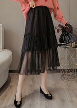 Load image into Gallery viewer, Black Solid Lace Patchwork Chiffon Skirts Elastic Waist