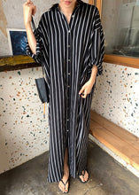 Load image into Gallery viewer, Black Striped Long Shirts Dresses Long Sleeve