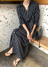 Load image into Gallery viewer, Black Striped Long Shirts Dresses Long Sleeve