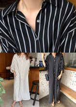 Load image into Gallery viewer, Black Striped Long Shirts Dresses Long Sleeve