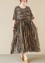 Load image into Gallery viewer, Black Striped Patchwork Wrinkled Maxi Dresses Summer