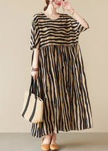 Load image into Gallery viewer, Black Striped Patchwork Wrinkled Maxi Dresses Summer