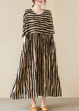 Load image into Gallery viewer, Black Striped Patchwork Wrinkled Maxi Dresses Summer