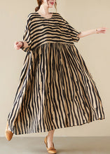 Load image into Gallery viewer, Black Striped Patchwork Wrinkled Maxi Dresses Summer