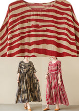 Load image into Gallery viewer, Black Striped Patchwork Wrinkled Maxi Dresses Summer