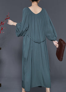 Blackish Green Cotton Robe Dresses Oversized Spring