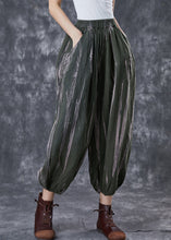 Load image into Gallery viewer, Blackish Green Print Linen Harem Pants Oversized Spring