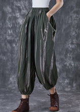 Load image into Gallery viewer, Blackish Green Print Linen Harem Pants Oversized Spring