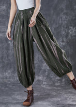 Load image into Gallery viewer, Blackish Green Print Linen Harem Pants Oversized Spring