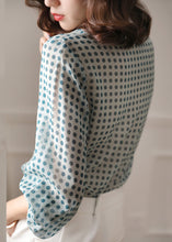 Load image into Gallery viewer, Blue Button Print Chiffon Shirt Peter Pan Collar Long Sleeve