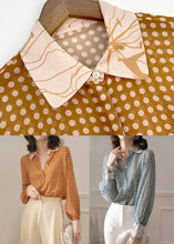 Load image into Gallery viewer, Blue Button Print Chiffon Shirt Peter Pan Collar Long Sleeve