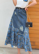 Load image into Gallery viewer, Blue Denim Patchwork High Waist Button Maxi Skir