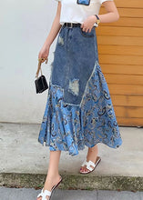 Load image into Gallery viewer, Blue Denim Patchwork High Waist Button Maxi Skir