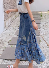 Load image into Gallery viewer, Blue Denim Patchwork High Waist Button Maxi Skir