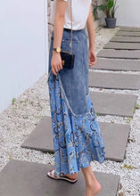 Load image into Gallery viewer, Blue Denim Patchwork High Waist Button Maxi Skir