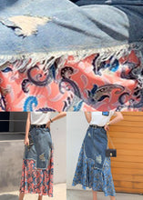 Load image into Gallery viewer, Blue Denim Patchwork High Waist Button Maxi Skir