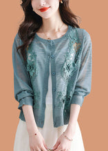 Load image into Gallery viewer, Blue Hollow Out Ice Size Knit Cardigans Long Sleeve