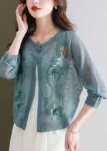 Load image into Gallery viewer, Blue Hollow Out Ice Size Knit Cardigans Long Sleeve