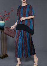 Load image into Gallery viewer, Blue Patchwork Silk Loose Women Two Pieces Set Low High Design Summer