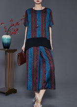 Load image into Gallery viewer, Blue Patchwork Silk Loose Women Two Pieces Set Low High Design Summer