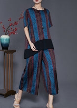 Load image into Gallery viewer, Blue Patchwork Silk Loose Women Two Pieces Set Low High Design Summer