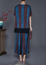 Load image into Gallery viewer, Blue Patchwork Silk Loose Women Two Pieces Set Low High Design Summer